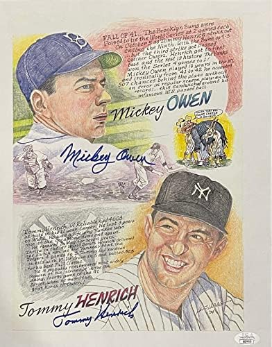 Mickey Owen ve Tommy Henrich İmzalı 11x14 Lito (JSA) - İmzalı MLB Fotoğrafları
