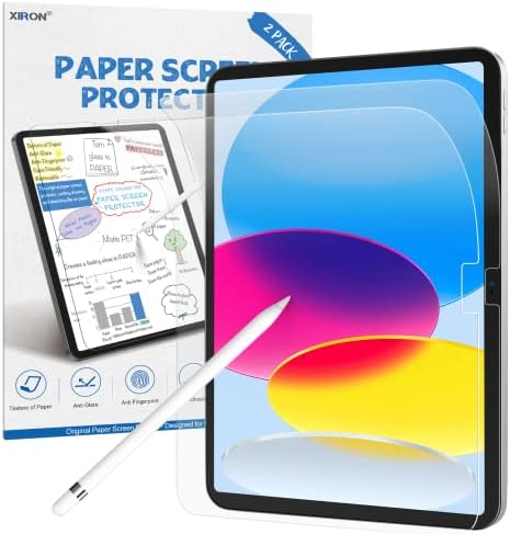 XİRON 2 PAKET Kağıt Ekran Koruyucu için iPad 10th Nesil 2022 (10.9 inç), iPad 10.9 inç (10. nesil) için Mat PET Film,