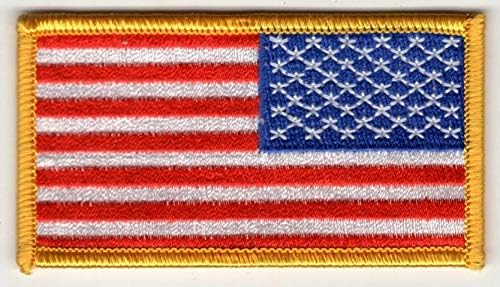 AMERİKAN bayrağı,altın SINIR TERS (3 1/2) ABD-YURTSEVER-Demir On Patch