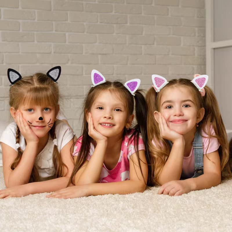 16 Adet Kedi Kulaklar Saç Klipleri Kızlar için Kedi Temalı Kedi Saç Klipleri, Bebekler Hayvan saç tokası Glitter Aksesuarları