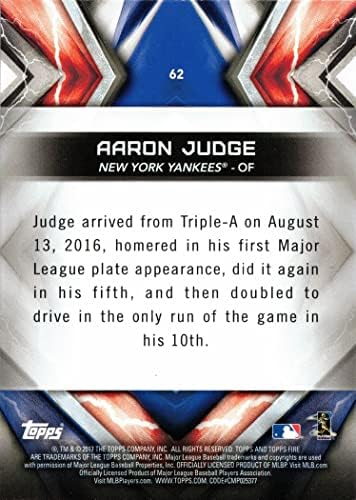2017 Topps Ateş Beyzbolu 62 Aaron Yargıç Çaylak Kartı