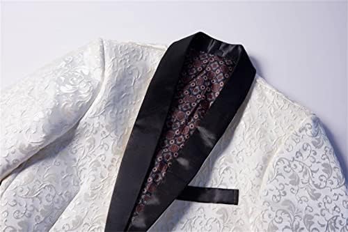 Erkek Lüks Çiçek Smokin Ceket Paisley Jakarlı Şal Yaka Elbise Takım Elbise İşlemeli Düğün Blazer Spor Ceket