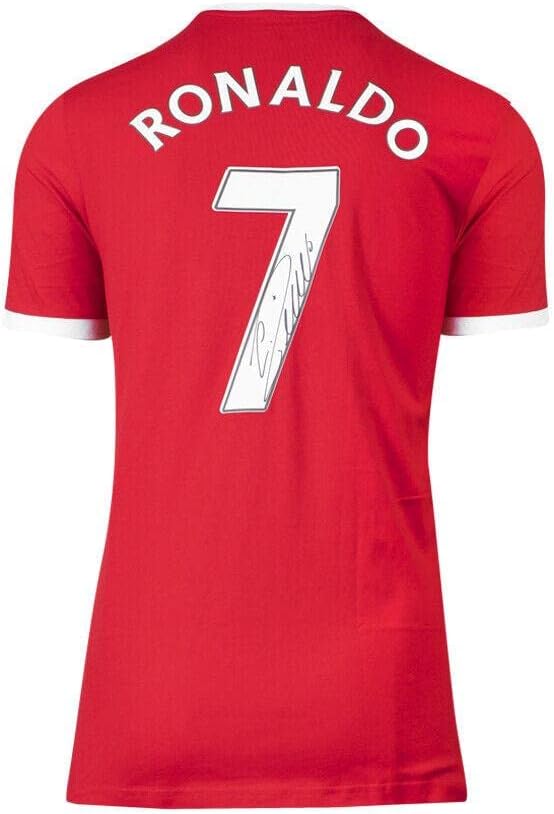 Cristiano Ronaldo İmzalı Manchester United Gömlek-DNA 3 Çizgili Tişört, Numara İmzalı Futbol Formaları
