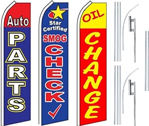 Otomobil Mağazası Hizmetleri Süper Bayrak 3'lü Paket ve Direkler - Otomobil Parçaları-Duman Kontrolü-Yağ Değişimi