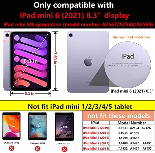UUcovers iPad Mini 6 Kılıf 2021, iPad Mini 6th Nesil 8.3 Cüzdan İnce Standı Folio Kapak Kalem Tutucu Cepler ile [Otomatik