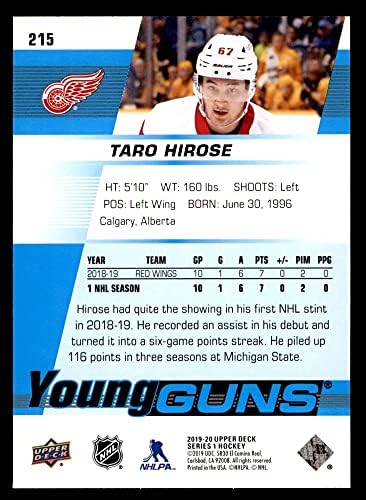 2019 Üst Güverte 215 Genç Silahlar Taro Hirose Detroit Red Wings (Hokey Kartı) NM / MT Kırmızı Kanatlar