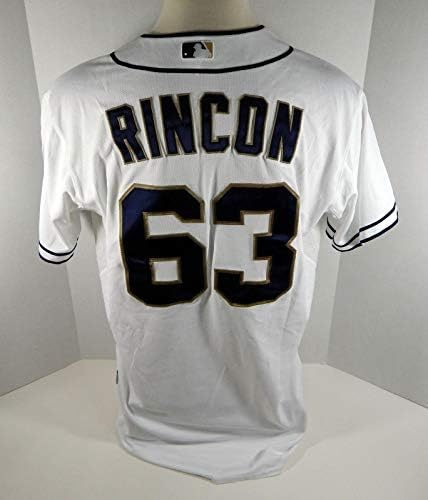 San Diego Padres Edinson Rincon 63 Oyun Kullanılmış Beyaz Forma - Oyun Kullanılmış MLB Formaları