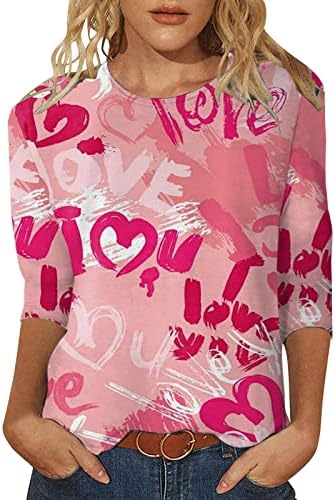Sevgililer Günü Tişörtü Kadınlar için Grafik Uzun Kollu Aşk Kalp Mektubu Baskı Kazak Crewneck Kazak Tops