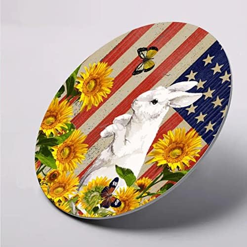 Hoşgeldiniz Tavşan Amerikan Bayrağı Kelebek Ayçiçeği Vintage Teneke İşareti, Köpek Anne Vintage Duvar Kapı Sanat İşareti,