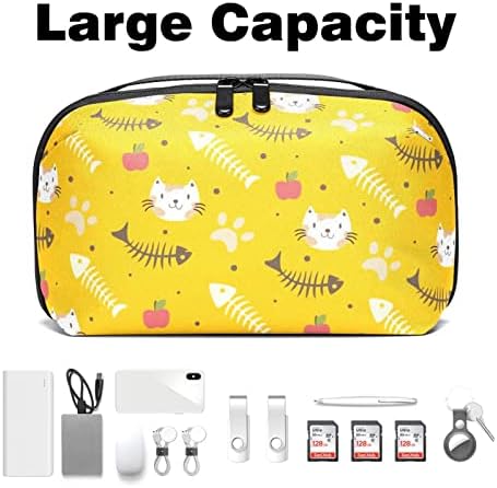 Taşınabilir Elektronik Organizatör Kılıfı Çanta Balık Kemik ve Kedi Seyahat Kablosu saklama çantası için Sabit Diskler,