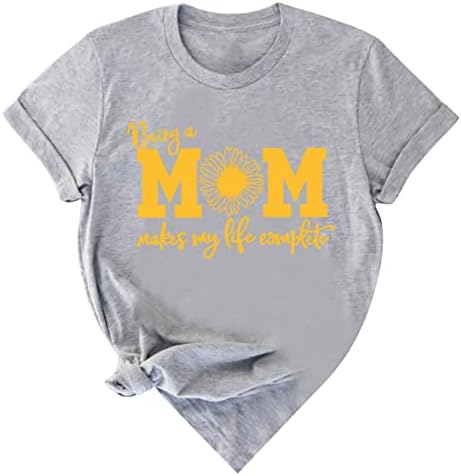 OVERMAL Kadın Anne Yaşam T-Shirt Grafik Gömlek Komik Mektup baskılı tişört Tops anneler Günü Rahat Bluz