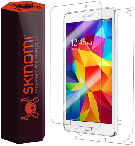 Skinomi Tam Vücut Cilt Koruyucu Samsung Galaxy Tab 4 7.0 ile Uyumlu (Ekran Koruyucu + arka kapak) TechSkin Tam Kapsama