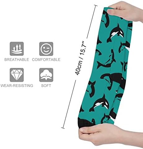 Balinalar Desen Baskılı Renk Eşleştirme Çorap Atletik Diz Yüksek Çorap Kadın Erkek için