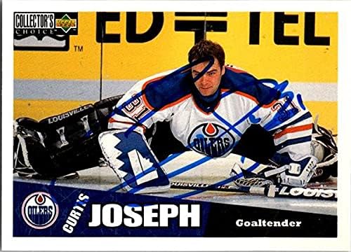 İmza Deposu 652137 Curtis Joseph İmzalı Hokey Kartı-Edmonton Oilers, FT 1996 Üst Güverte-No. 90