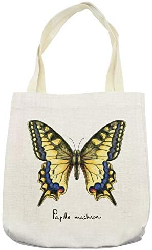Ambesonne Swallowtail Kelebek Tote Çanta, Sulu Boyalarda Yaygın Sarı Papilio Machaon Kırılgan Güzellik, Alışveriş