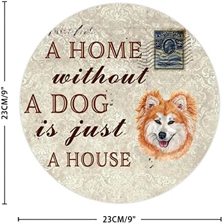 Bir Ev Olmadan Bir Köpek Sadece Bir Ev Komik Köpek Metal Tabela Plak Metal Plaka ile Köpek Alıntı Sıkıntılı Dairesel