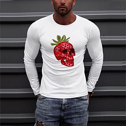 XXBR Uzun Kollu T-Shirt Mens için, güz Grafik Baskılı Atletik Kas Egzersiz Spor Temel Beyaz Tee Casual Tops Kısa Kollu
