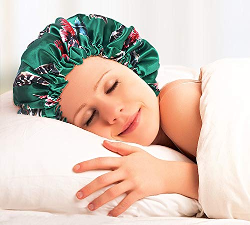 keland Ayarlanabilir Saten Saç Bonesi Uyku Kap-Çift Katmanlı Geri Dönüşümlü Kadınlar için Gece Uyku Koruyucu Saç Modelleri