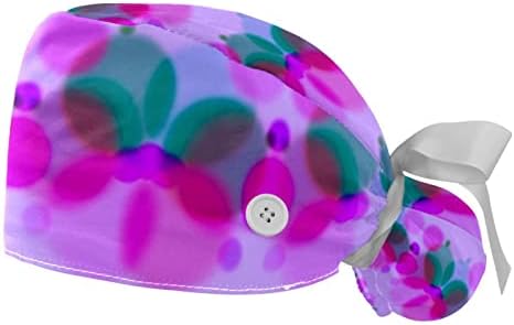 2 Paket Çalışma Kapaklar Düğme ve Ter Bandı, Şeffaf Geometri Ayarlanabilir Kabarık Fırçalama Şapkalar At Kuyruğu