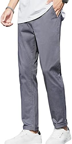 Erkek Temel Streç Chino Pantolon Klasik Kırışıklık Dayanıklı Düz Fit Golf Pantolon Yumuşak Düz Ön İnce Pantolon