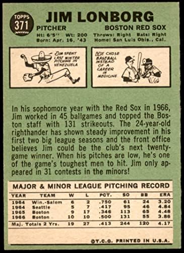 1967 Topps 371 Jim Lonborg Boston Red Sox (Beyzbol Kartı) VG/ESKİ Red Sox