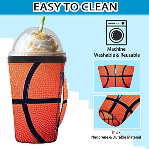 Spor Topu Basketbol Desen Kullanımlık Buzlu Kahve Kollu Kolu Neopren kupa kılıfı Soda, Latte, Çay, İçecekler, Bira