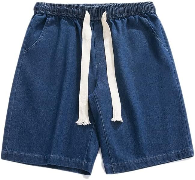 AFLHYJK Yaz Ince Kot Şort Slim Fit Kore Tarzı Şort Rahat Şort Gençlik Pantolon Şort (Renk: Mavi, Boyut: X-Large)
