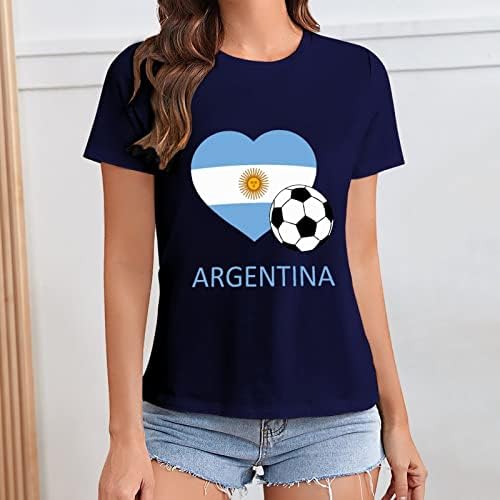 Aşk Arjantin futbol kadın Crewneck kısa kollu t-Shirt Tee grafik rahat yaz Üstleri