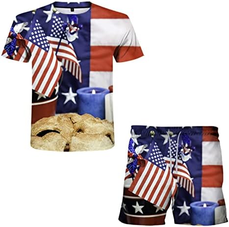 2023 Yeni Baskı 3D Gün Yaz Amerikan Kurabiye erkek Seti Bağımsızlık Bayrağı Rahat Erkek Takım Elbise ve Setleri Büyük