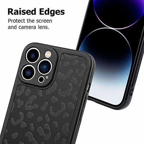 ZIYE iPhone için kılıf 14 Pro Max Kapak Siyah Leopar Desen Kamera Lens Koruma Tasarım Darbeye TPU Cheetah telefon
