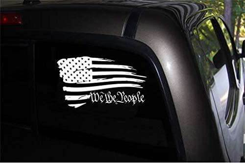 ABD Bayrağı Püskü Biz İnsanlar (W) otomatik Oval vinil çıkartma Araba Kamyon Van Pencere (5.9 x 3.1) (Beyaz)