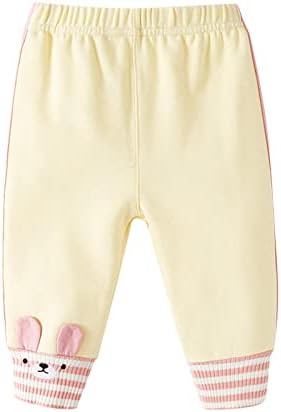 Toddler bahar Jogger Erkek Kız Pamuk Sevimli Tavşan Baskı Patchwork Çizgili Pantolon Elastik Bel Pantolon