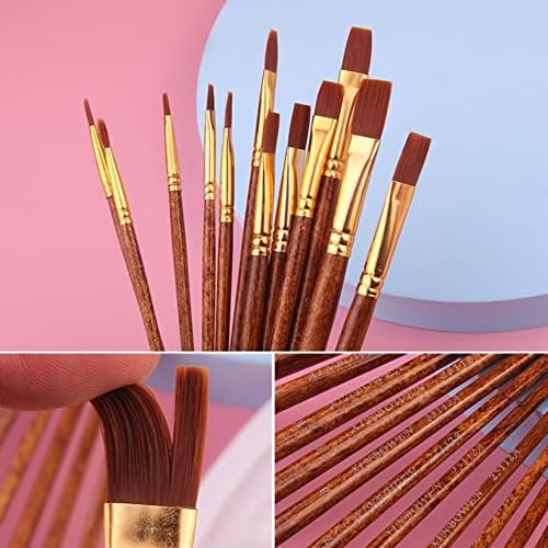12 adet Naylon Saç Suluboya Kalem Seti Ahşap Direk Sanat Malzemeleri Boyama Fırçaları Guaj Çizim Sanat