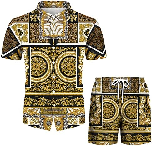 ZHİSHİLİUMAN havai gömleği Takım Elbise Erkekler için 2 Parça Tatil Kıyafetler Boho Kısa Kollu Düğme Aşağı Plaj Gömlek