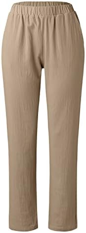 Yubnlvae Pantolon Kadınlar için Yüksek Belli Elastik Gevşek Fit S-5XL Moda Rahat İki Cepli Düz Pantolon