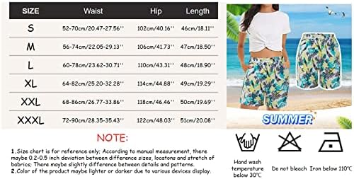 Şort Kadınlar için Şık Yaz Plaj Tropikal Baskılı egzersiz şortu Rahat İpli Streç plaj cepli pantolon