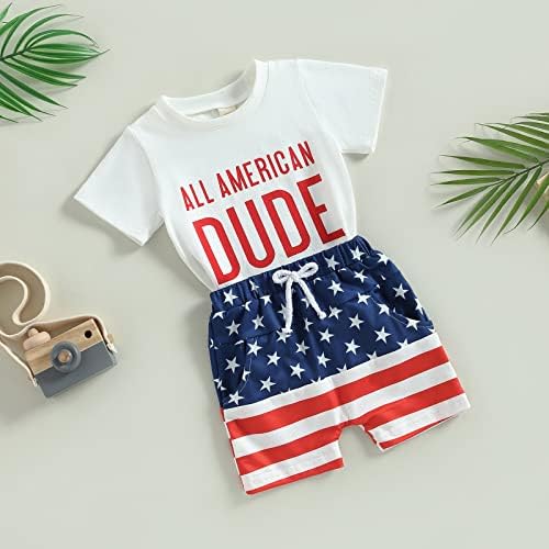 Dördüncü / 4 Temmuz Toddler Erkek Bebek Kıyafetleri Mr Çalmak Özgürlük Kısa Kollu T Gömlek+koşucu pantolonu şort takımı