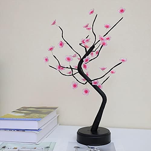 KOXHOX kiraz çiçeği ağacı lambası, 36 LED japon dekor çiçek ışıkları ile Bonsai ağacı ışığı, Pil / USB fişi ile çalışan,