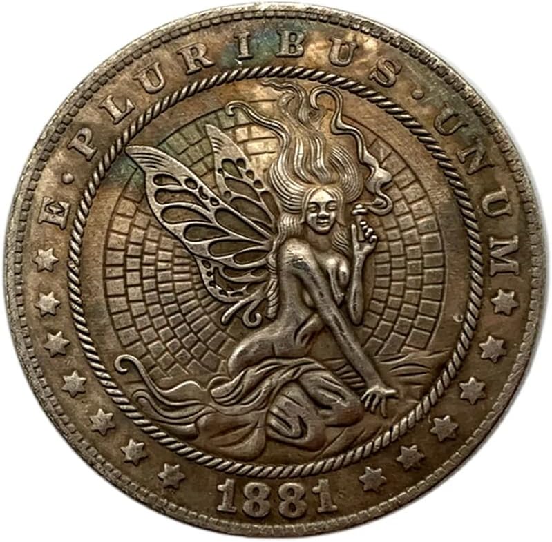 1881 Wandering Sikke Kelebek Güzel Kız Pirinç Eski Gümüş Madalya Zanaat Bakır Gümüş Sikke Pervane Sikke hatıra parası