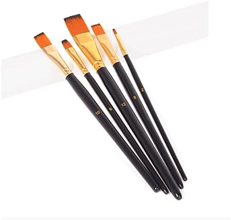 XWWDP Siyah Ahşap Direk 5 Takım Suluboya Fırçaları Naylon Boyama Fırçaları Öğrenci Sanat Boyama Malzemeleri (Renk: