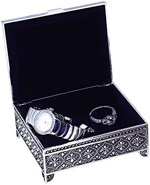 Yaratıcı Hediyeler Uluslararası Menteşeli Kararmaz Gümüş Mücevher Kutusu, 3.25 x 4, Akın Astar, Hediye Kutusu Dahil