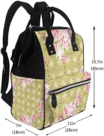 Bebek bezi Değiştirme Sırt Çantaları Anne İçin Çiçek-Ekose-Pembe-Güller Seyahat Bookbag bebek bezi çantaları Sırt