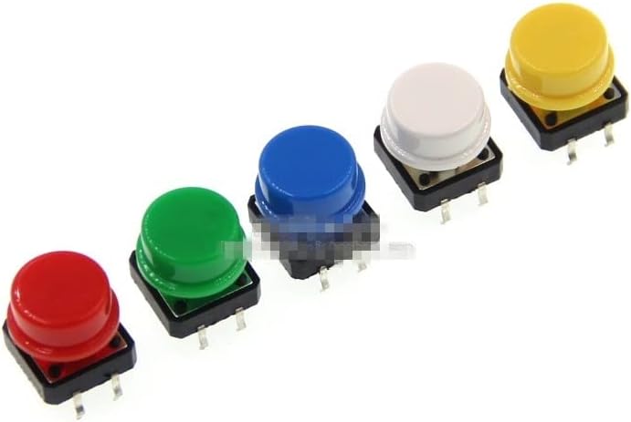 12 * 12 * 7.3 MM Dokunsal basmalı düğme anahtarı Anlık Mikro Anahtarı Düğmesi + 5 Renk İnceliğini Kap DIY Kiti için