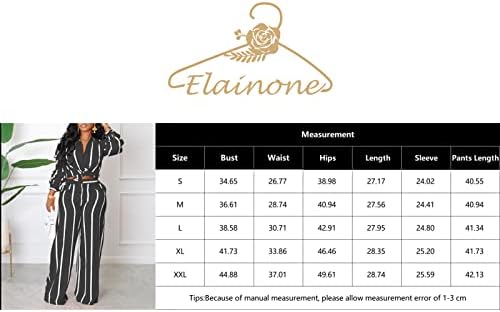 Elainone Bayan 2 Parça Rahat Eşofman Kıyafetler Şerit Uzun Kollu Gömlek Gevşek Uzun Pantolon Baskılı Eşofman