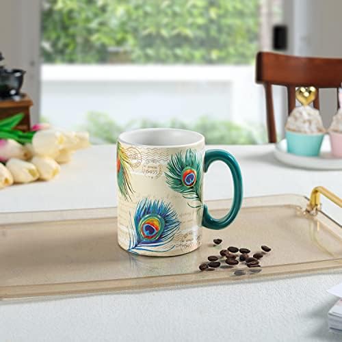 Nymph Fable Tavuskuşu Tüyleri Kupa Kahve Fincanı Seramik Kahve kulplu kupalar Büyük çay bardağı Kişiselleştirilmiş