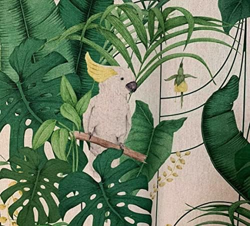 Kraliyet Kakadu Kuşlar Pamuk Kumaş Yard Metre Yeşil Çiçek Dikiş Malzemesi Metre Tropikal Baskı Tekstil Papağanlar