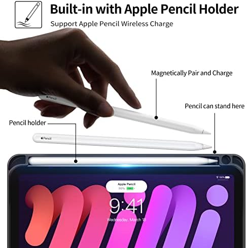 ıPad Mini 6 Kılıf 8.3 inç 2021 iPad Mini 6th Nesil Kılıf ile kalemlik Ön Cep Askısı Yumuşak Arka Akıllı Kapak PU Deri