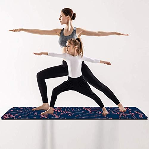 meikadianzishangwu Tropikal Lacivert Yaprak Kalın Kaymaz Egzersiz ve Fitness 1/4 Yoga mat Yoga Pilates ve Zemin Fitness