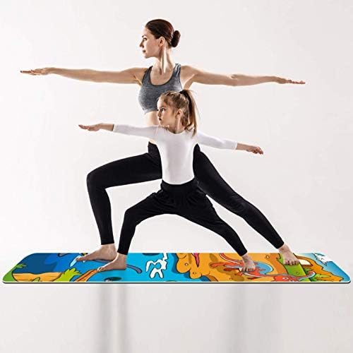 Kalın Kaymaz Egzersiz ve Fitness 1/4 Yoga mat Hayvan Dinozor Baskı Yoga Pilates ve Zemin Fitness Egzersiz (61x183cm)