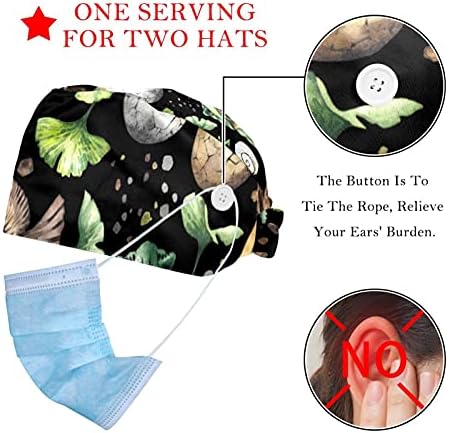 2 Paketleri Çalışma Kap Düğmesi ve Ter Bandı ile Ayarlanabilir Kabarık Şapka Kravat Geri Erkekler Kadınlar için Sevimli
